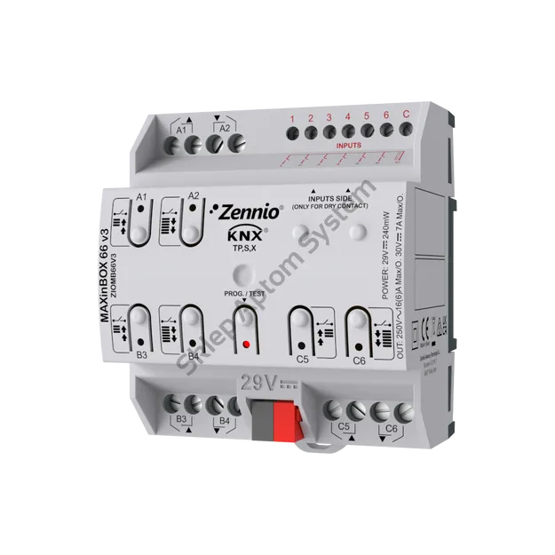 MINIBOX45 MN45 V3 ► moduł wielofunkcyjny KNX: 4 wyjścia 16A + 5 wejść analogowo-binarne