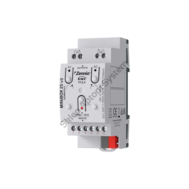 MINIBOX25 MN25 v3 ► moduł wielofunkcyjny KNX: 2 wyjścia 16A + 5 wejść analog-bin, KNX Secure