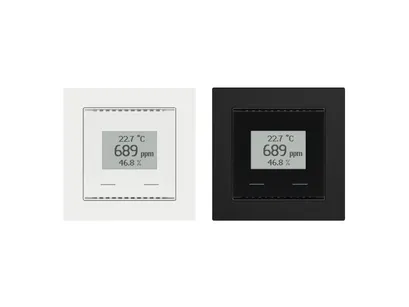 KNX TH-UP Touch ► wewnętrzny czujnik temperatury i wilgotności, KNX, szklany, z wyświetlaczem, format 55 